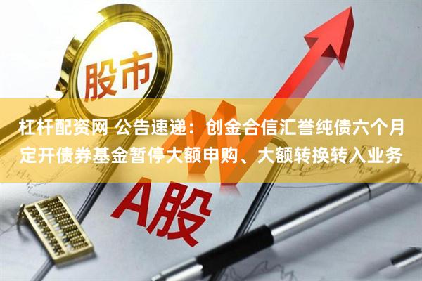 杠杆配资网 公告速递：创金合信汇誉纯债六个月定开债券基金暂停大额申购、大额转换转入业务